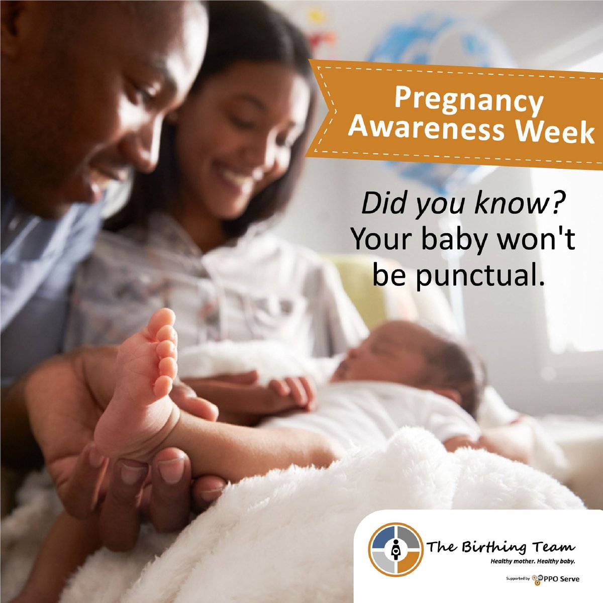 thebirthingteam's tweet photo. #PregnancyAwarenessWeek - your baby might be a little late! Only around 5% of babies are born on their due date, while 10% of first time pregnancies continue until two weeks past the due date. https://t.co/E6a3dH957c