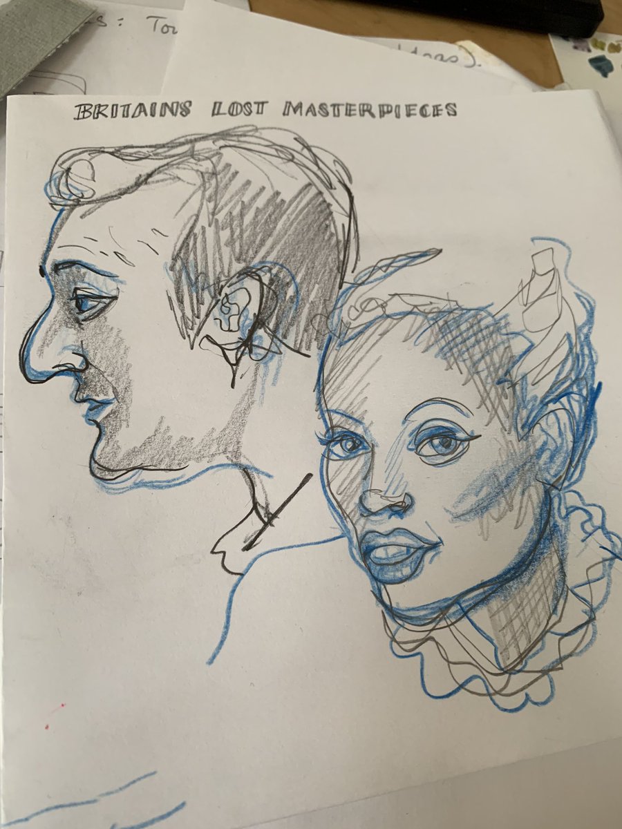 #BritainsLostMasterpieces little doodly sketches of @EmmaDabiri and Bendor Grosvenor  @arthistorynews while watching the show 😍
