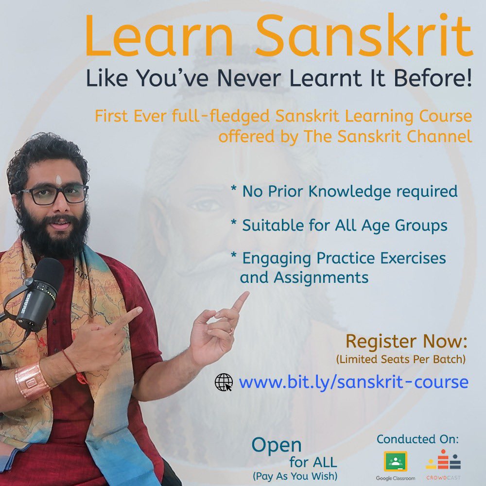 To register for this free 3-Week Sanskrit Course: bit.ly/sanskrit-course @SanskritChannel