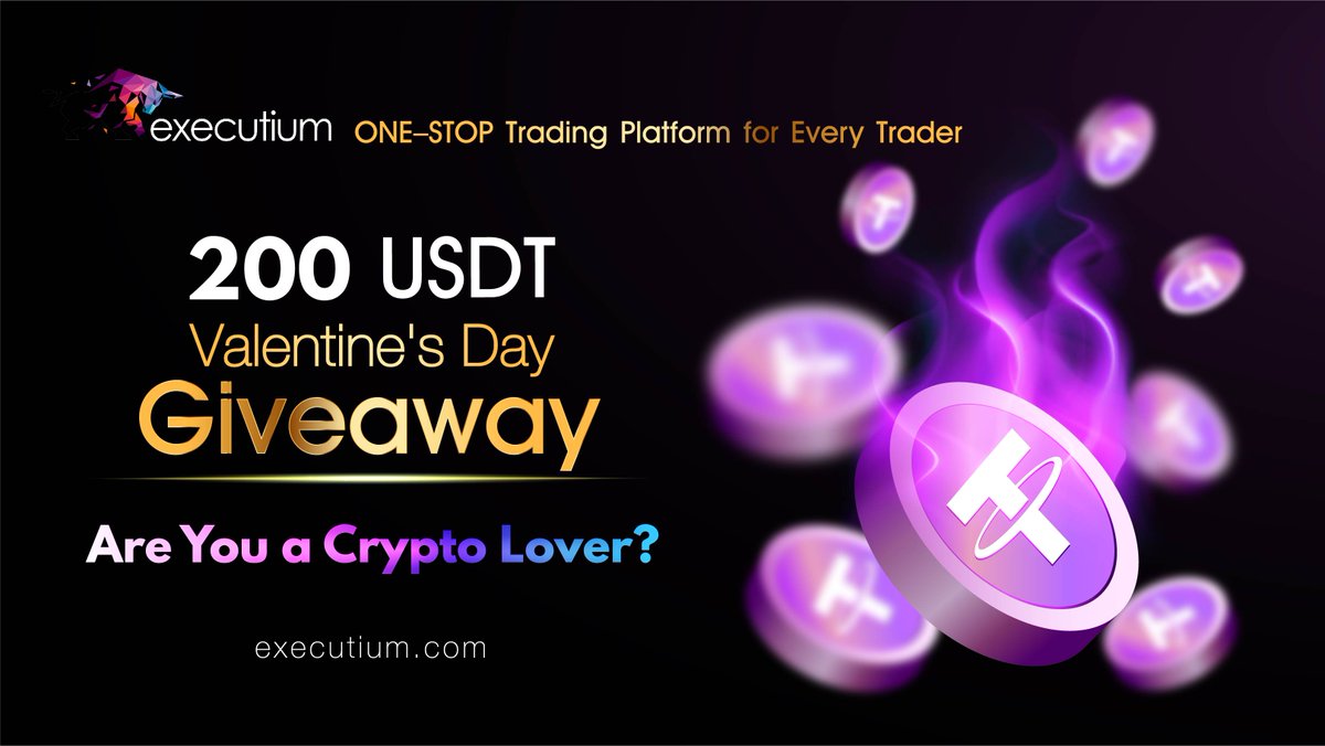 📈AGGREGATE. ARBITRAGE. STRATEGIES.
#Executium, One-Stop Trading Platform for Every #Trader.

🔥 #Valentine's #Giveaway🔥
💰200 USDT💰20 Winners 💜$10U each!

To enter:
🔸Follow <a href="/executium/">Executium</a>
🔸Like &amp; RT
🔸Tag 5 friends
ENDS: Feb.14💜

#airdrop #giveaway #bitcoin #btc #eth #trx #xrp