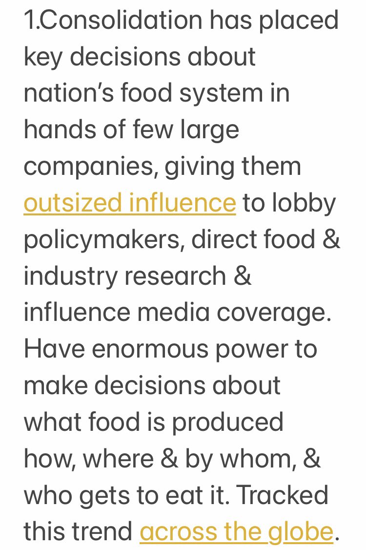 1. Negative effect of Corporate Consolidation in nations food system. #FarmersProtest