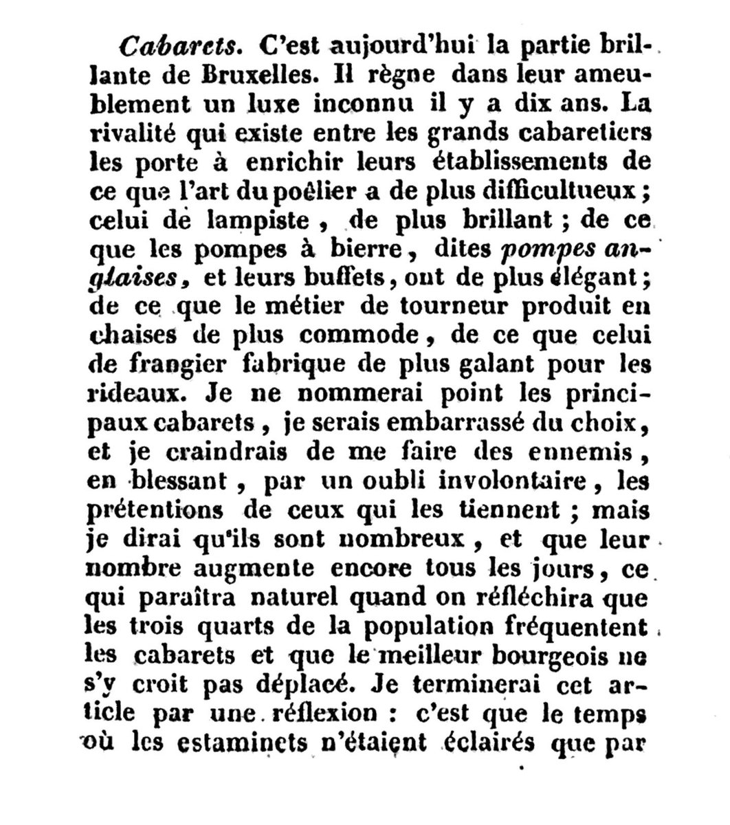 1819. Post-Waterloo, English investment floods into Brussels, the joint capital of the new country co-sponsored by Britain. A French-language guide complains about the trend for warm, comfortable and well-lit pubs with hand pumps instead of jugs. All inspired by outre-manche.