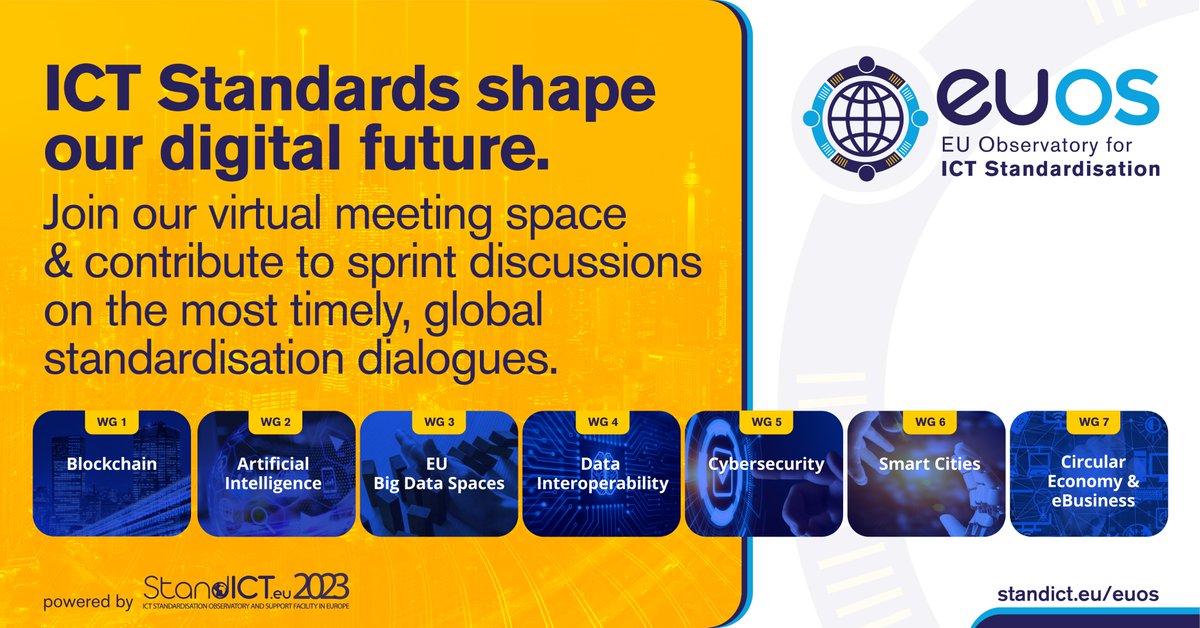 silvanamuscella's tweet image. Final phases to launching the #EUOS powered by @Stand_ICT support Working Group Sprints short 6-8  weeks to deliver results 
Do Landscapes, Gaps in #ICTStandards on @DSMeu areas @RayWalshe &amp;amp; key experts involved &amp;amp; support the #MSP &amp;amp; @EU_Commission 
Topics below more to follow