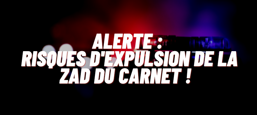 StopCarnet's tweet photo. 🚨ALERTE : Risques d'expulsion renforcés de la @zad_du_carnet  🚨 

Besoin de soutien présentiel, moral et matériel de manière importante et urgente pour lutter contre l'expulsion ! ✊

Article de la la ZAD 👉 https://t.co/cDKNUgtqR4

Merci de partager autant que possible ! 🖤 https://t.co/m398YLWgF7
