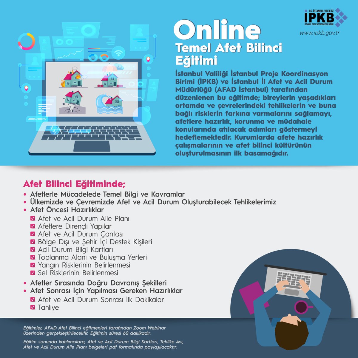 "Online Afet Bilinci Eğitimi" .  Tüm öğrenci öğretmen ve velilerimiz için afet bilinci eğitimi yapılacaktır.