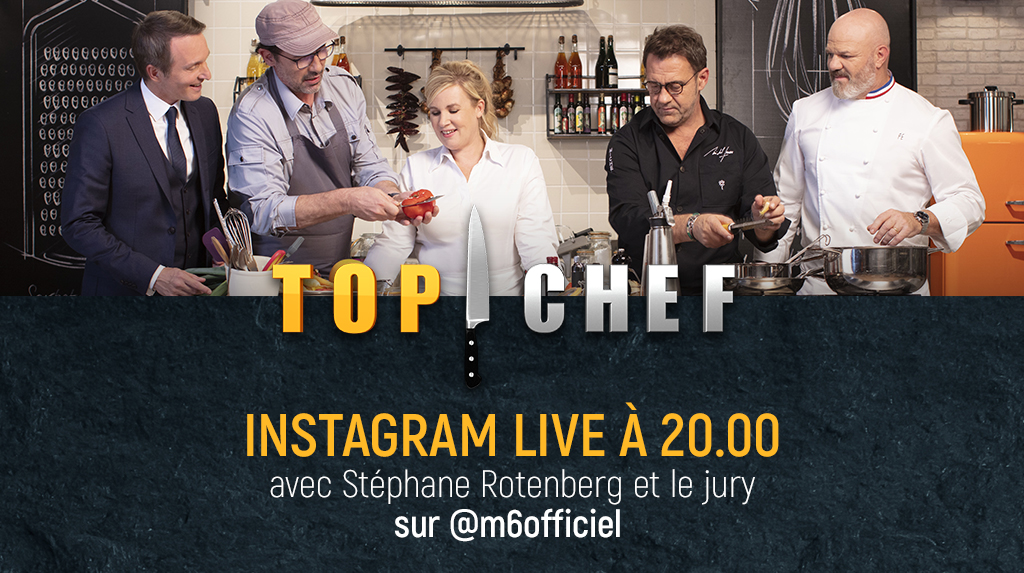 Aujourd'hui à 20.00, retrouvez <a href="/Steph_Rotenberg/">Stephane Rotenberg</a> et le jury de #TopChef, <a href="/Chef_Etchebest/">Philippe Etchebest</a>, <a href="/MichelSarran1/">Michel Sarran</a>, <a href="/HeleneDarroze/">Helene Darroze</a> et #PaulPairet, en LIVE sur le compte Instagram de M6 😍 ➡ bit.ly/InstagramM6