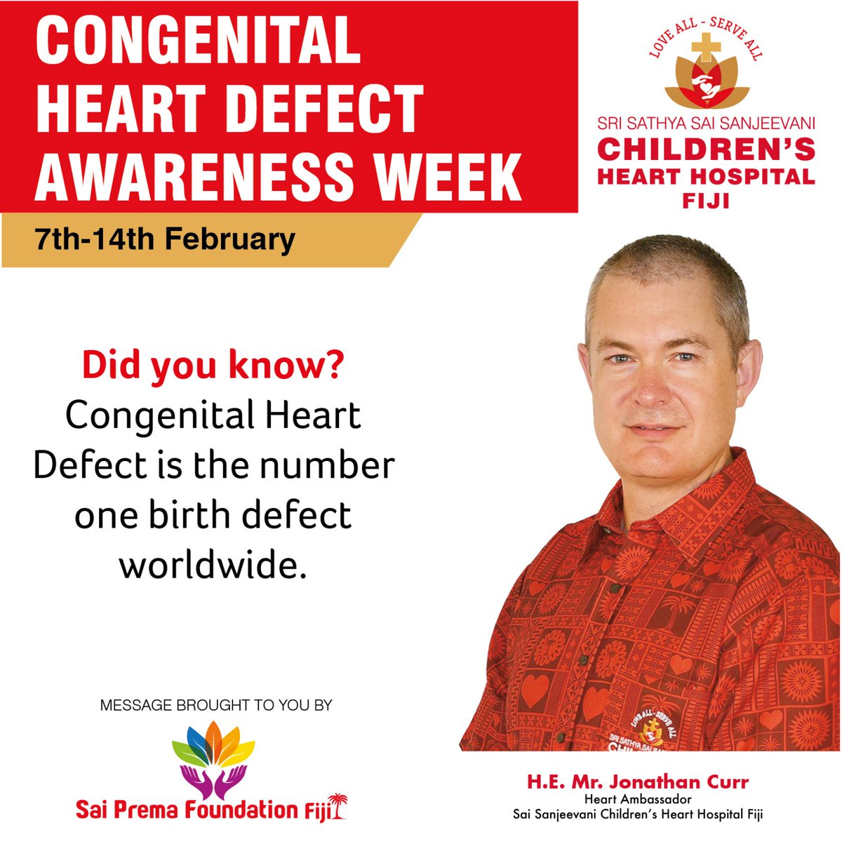 #CHDAwarenessWeek 
#CHDawareness 
#CHD 
#Fiji 
#loveallserveall
#loveinaction 
@JCurrNZ