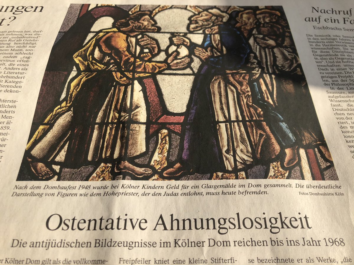Strack_C's tweet photo. #Kirchenbubble! Bitte lest in der FAZ nicht nur den #Woelki-Text.
Bedrückend der Beitrag über antijüdische Darstellungen im #KölnerDom, wohl „die katholische Kirche in Europa, in welcher der christliche #Antijudaismus die meisten und deutlichsten Spuren hinterlassen hat“. https://t.co/D5hGVNwFtL