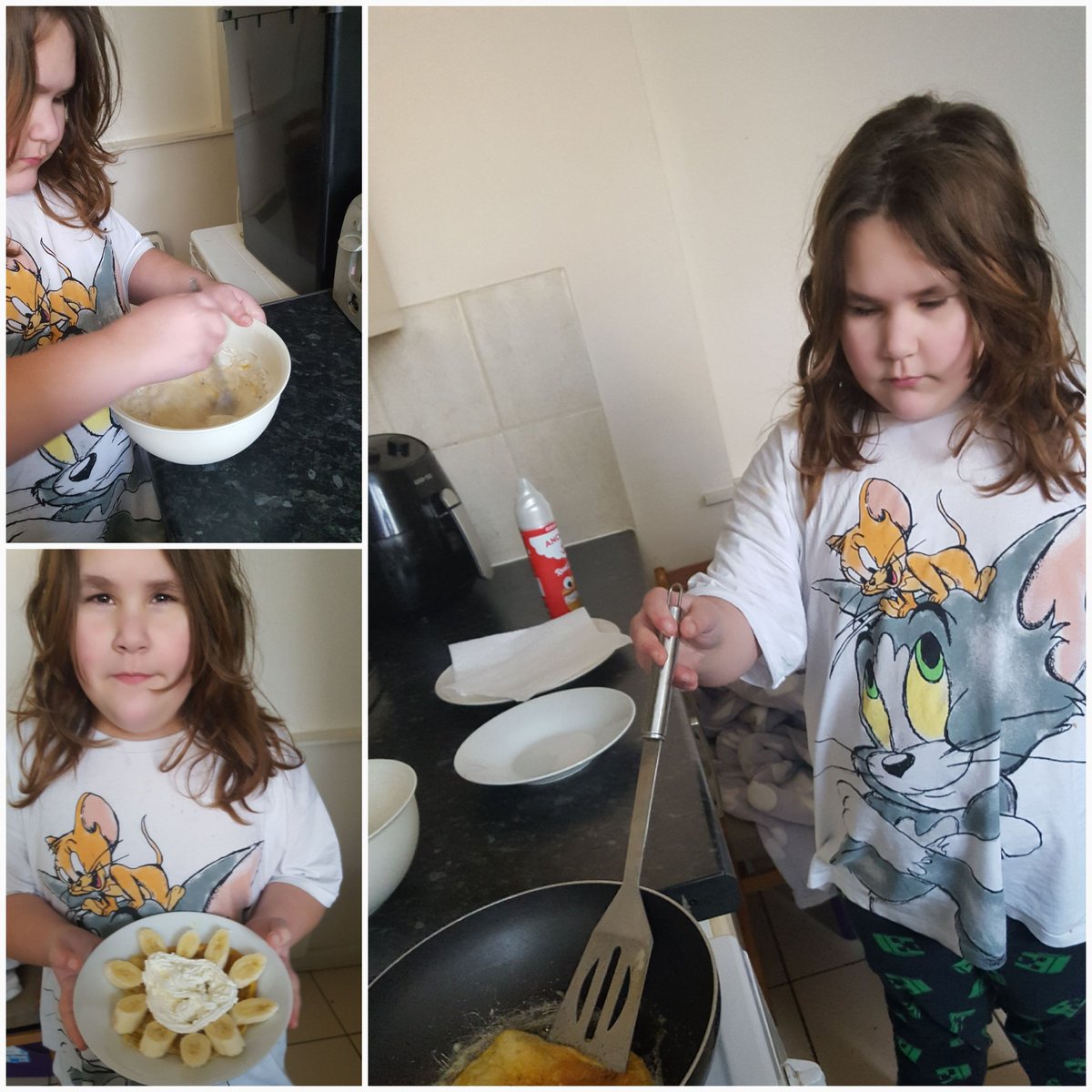 lynette26's tweet photo. #wellbeingwednesday @headhighwood @HighwoodPrim4A sunflower 🌻pancakes for breakfast. Teaching Jamie the importance of good music while cooking and dancing😁don't think she appreacated mum signing 😂🤣 #Darudesandstorm #Olivesyournotalone  #90sdance https://t.co/97VZCVEKsk