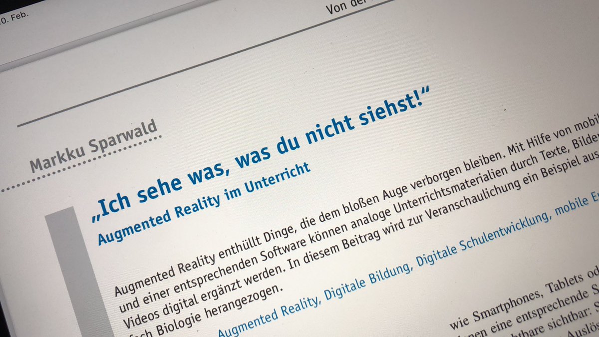 Coming soon: Im Magazin Lehren und Lernen erscheint in Ausgabe 03/2021 mein Artikel zu #AugmentedReality im Unterricht #twlz so excited 🤗