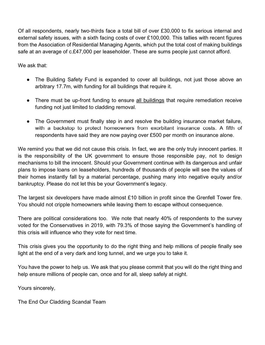 rachaelvenables's tweet image. Exclusive: Cladding Campaigners write to Chancellor Rishi Sunak, saying they will not accept “another partial solution” to the crisis- ahead of Jenrick’s announcement this lunchtime. 

They also say a reported attempt to force loans on some residents would be “unacceptable.” @LBC