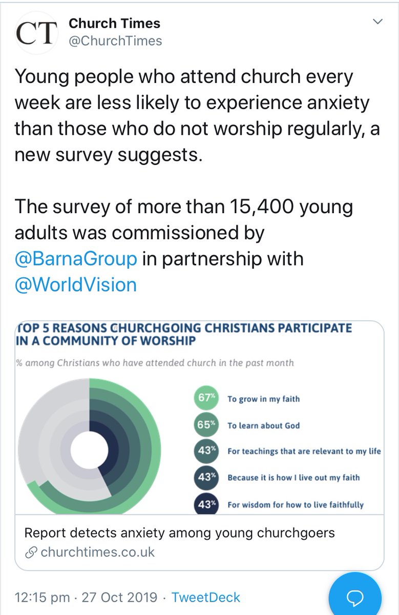 Social connection  https://www.churchtimes.co.uk/articles/2019/25-october/news/uk/report-detects-anxiety-among-young-churchgoers
