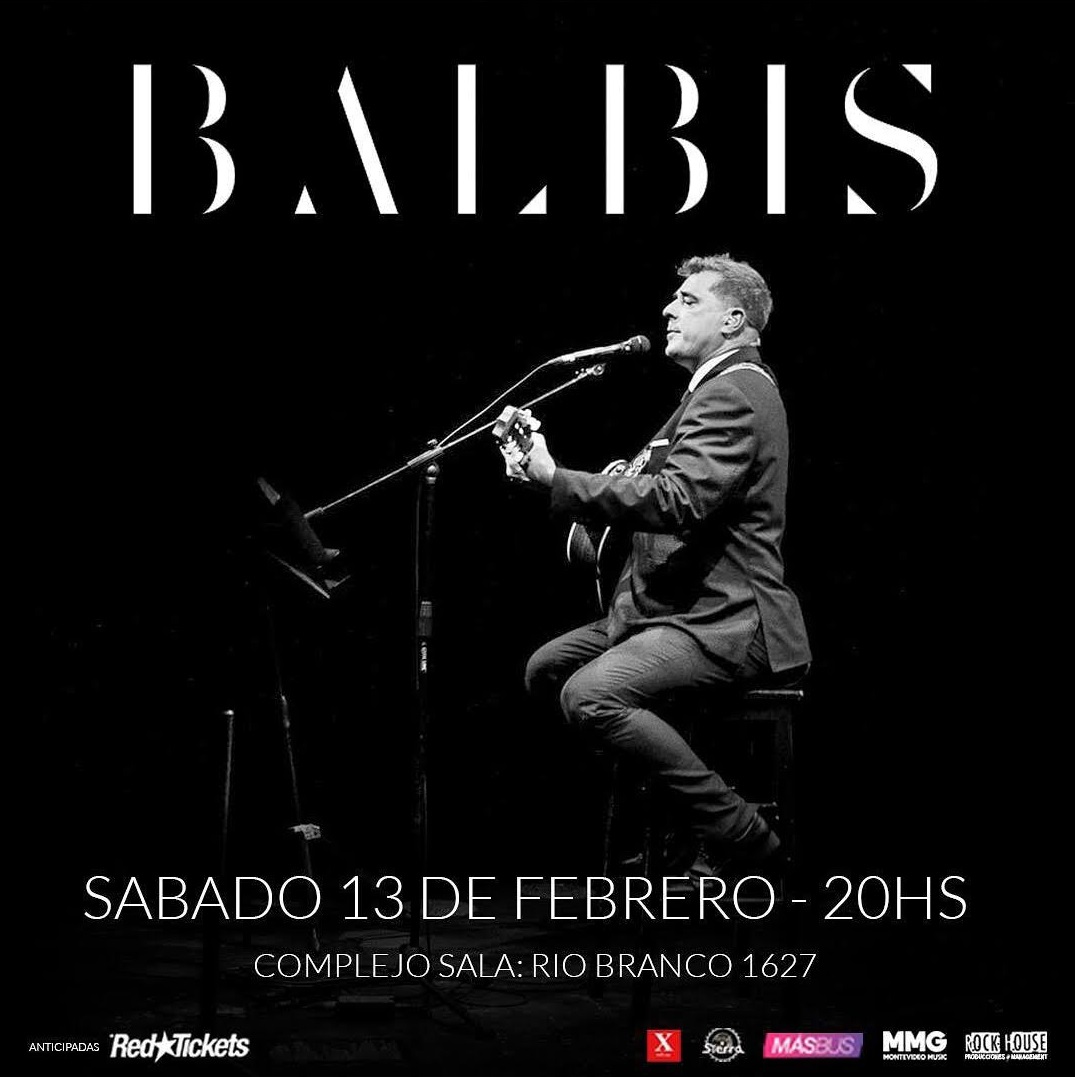 - <a href="/ale_balbis/">BALBIS</a>  en Complejo Sala
Sábado 13 de febrero, 20 horas, Río Branco 1627
🎟️Entradas en <a href="/RedTicketsUY/">RedTickets Uruguay</a> 
<a href="/MontevideoMG/">MMG</a> 
+Info: bit.ly/3aVzuSK