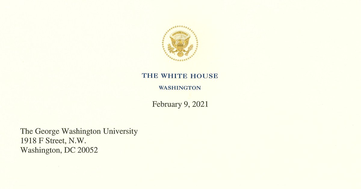 GWtweets's tweet image. President Biden shared a special congratulations message with the GW community in honor of our bicentennial. #GW200

Read the full letter from @POTUS ⬇️
bicentennial.gwu.edu/bicentennial-h…