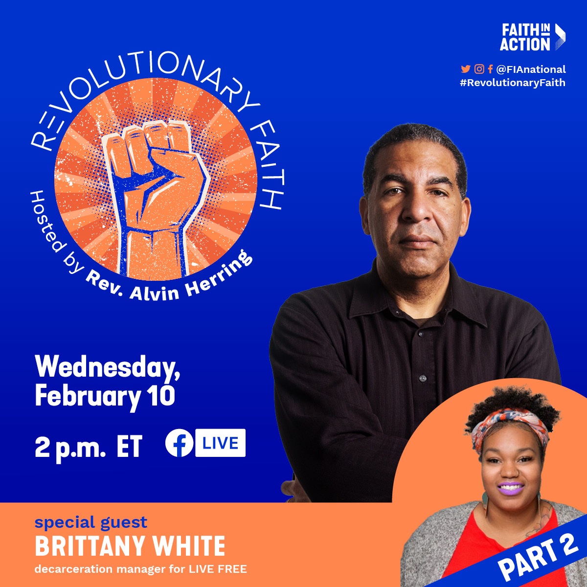 The next episode of #RevolutionaryFaith w/ @RevAlvinHerring premieres today, Feb. 10th at 2 p.m. ET & we are excited to announce that Rev. Alvin Herring will continue his conversation with @MzBrittBMW!