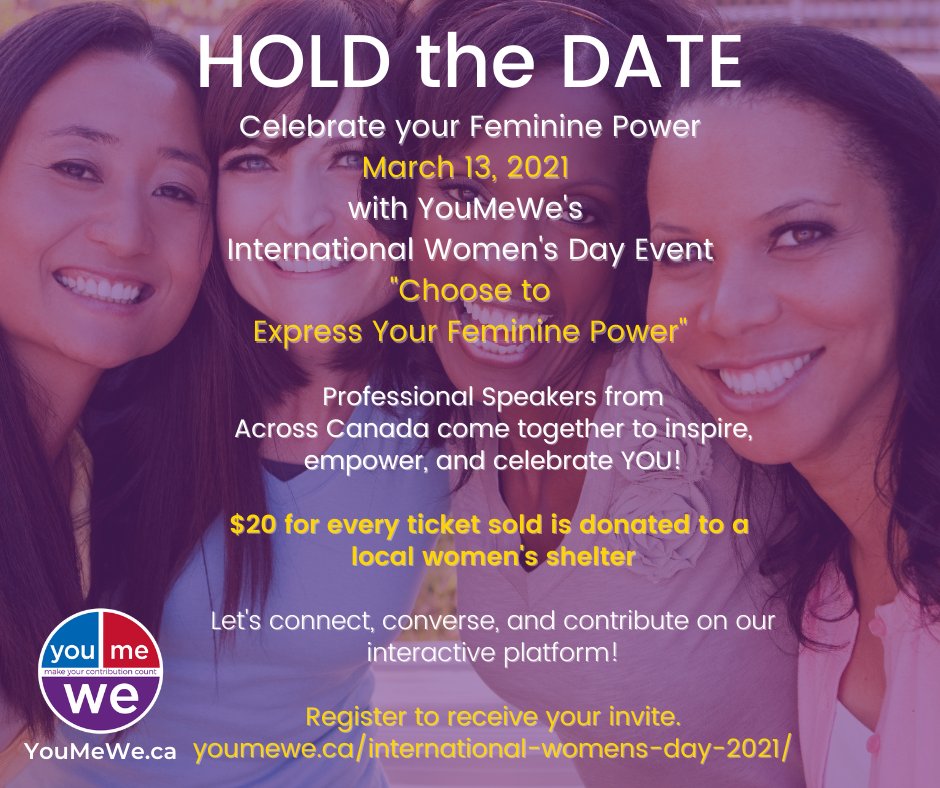 SuzanneFStevens's tweet photo. This International women's day - join professional speakers who will inspire, empower, and celebrate you! Theme: Choose to Express your Feminine Power. Grab your friends and register to receive invite https://t.co/csxQJoKsDJ #youmewemovement https://t.co/McRrI48tv0