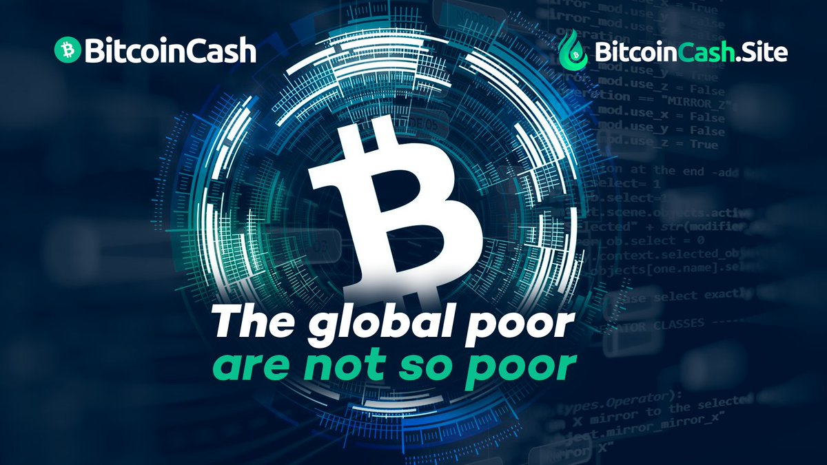The global 'poor' are not so poor: The global poor have capital on fragemented and corrupted nation-state ledgers. 

Bitcoin Cash can unleash it with blockchain technology.

#BitcoinCash is an engine for prosperity.