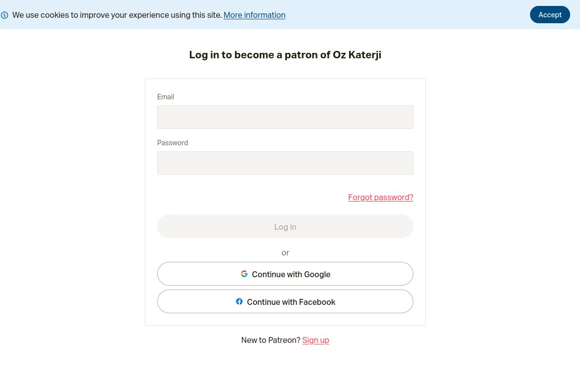 That leads to another usability mistake: a "Log in" page with no hint as to the correct login method. I've been using Patreon from this computer and browser for years; they should know and hint.