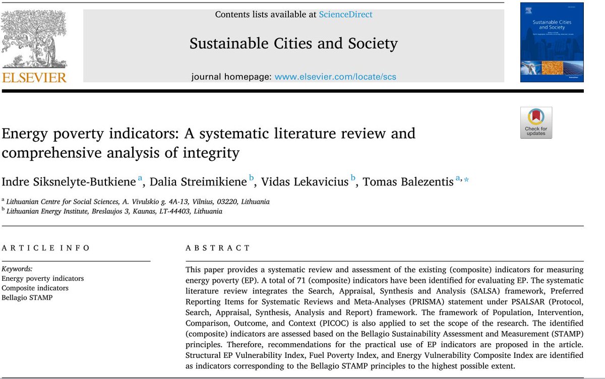 Interesting article that reviews and assesses 71 indicators for measuring #energypoverty. Happy to know that our Structural #energypoverty Vulnerability Index is one of the top-rated indices! Find more about our index here: doi.org/10.1016/j.enpo…