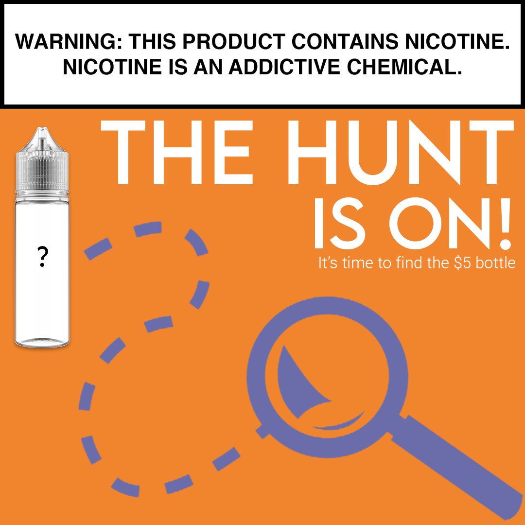 Happy Wednesday! It’s time for another scavenger hunt!

Can you find the $5 bottle?

Follow the link in our bio if you need a HINT. 

#VapeNation #VapeAddict #SAVEURVAPE #VapeFamous #scavengarhunt #vapediscount