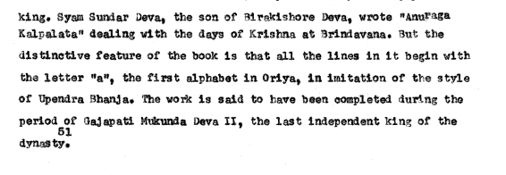 Shyamasundar deva,son of Gajpati Birakishoredeva wrote Anuraga Kalpalata.