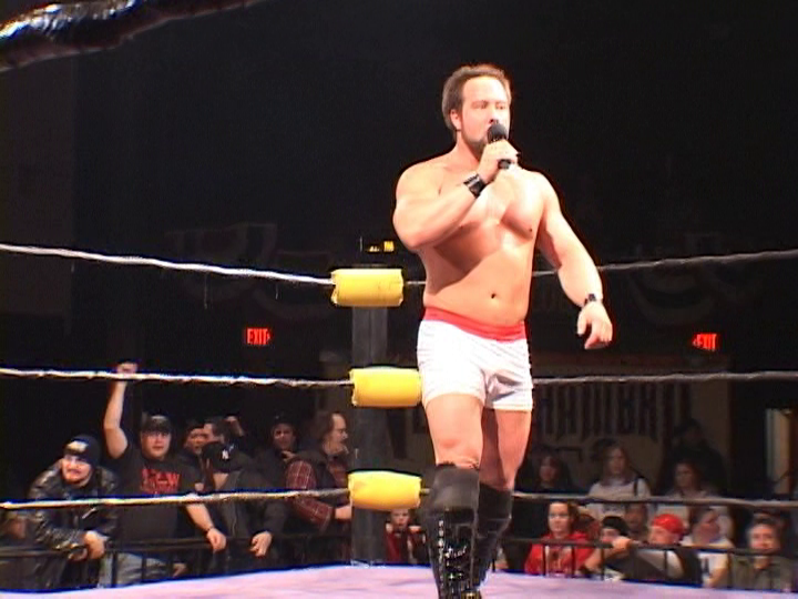 After a few minutes, Justice Pain re-emerged from the back saying that it wasn't his fault Gage was concussed so all those people chanting BULLSHIT can pick his challenger right now.Crowd unanimously chants for Drake Younger