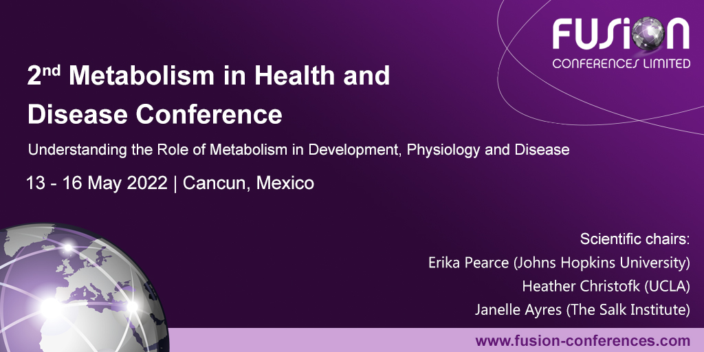 The 2nd #Metabolism in Health and Disease Conference is now taking place in May 2022. Join chairs Heather (@hchristofk), Erika and Janelle (@theayreslab) and their fantastic line up of speakers in Cancun next year☀️ Deadlines and full speaker line up here: fusion-conferences.com/conference/122