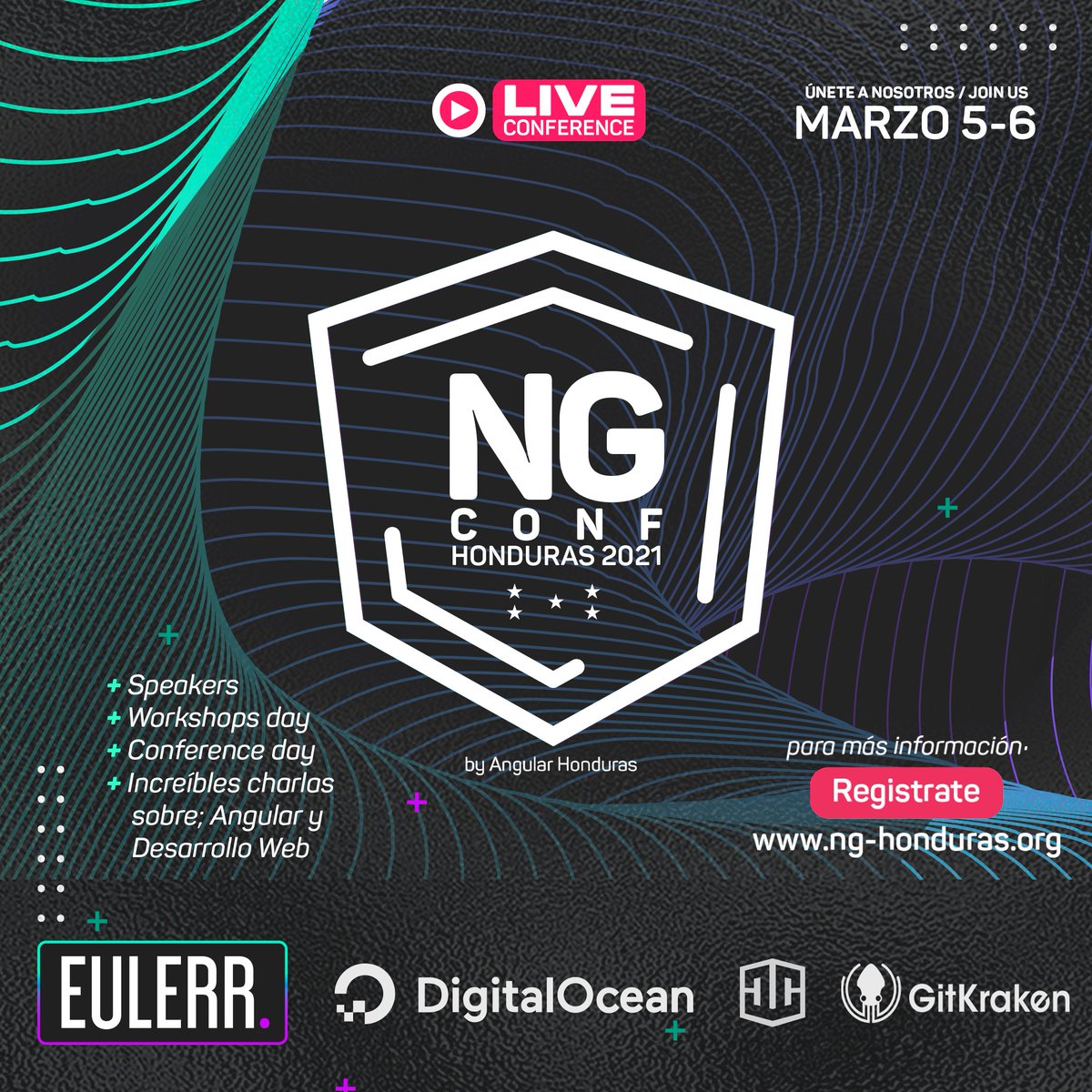Éste 5 y 6 de marzo se viene un gran evento de la comunidad Angular latina. Nuestros amigos de <a href="/AngularHonduras/">Angular Honduras</a> nos presentan este espacio magnífico #NgConfHonduras. Atentos que estaremos obsequiando pases para la conferencia en nuestro inicio 2021.