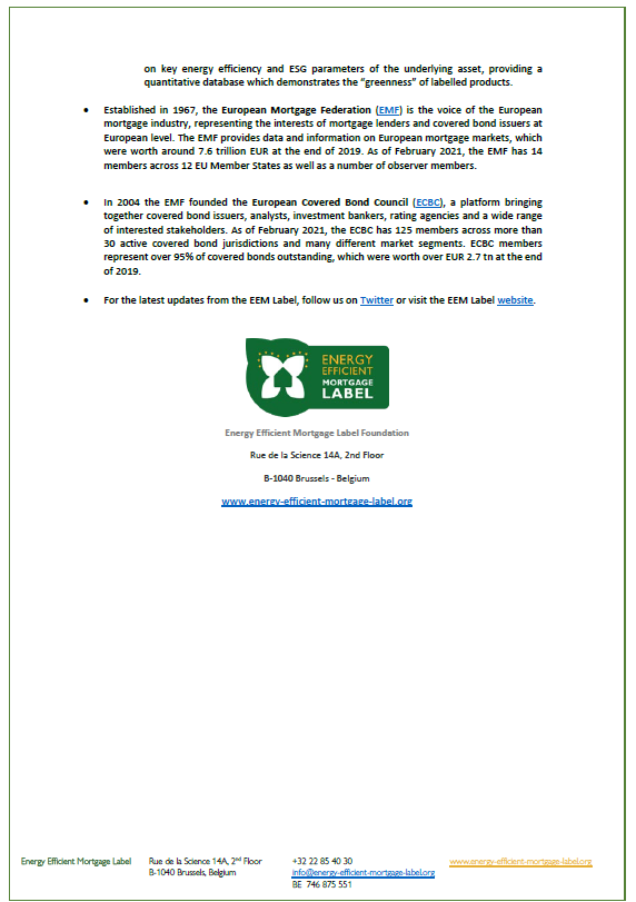 📢Press Release

 🟢Energy Efficient Mortgage Label | Virtual Launch Event - 12 February 2021

🔗bit.ly/2MK2Dsp