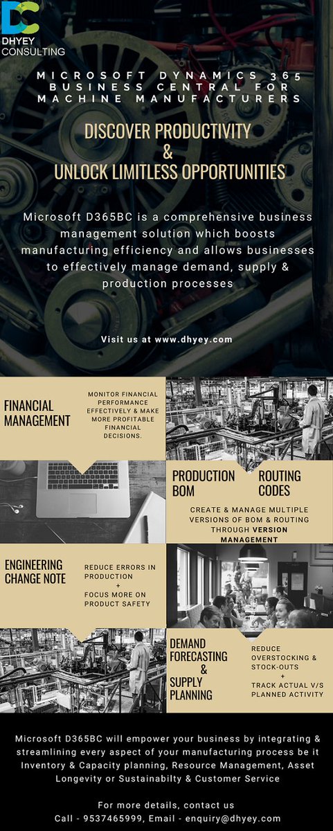 DhyeyConsulting's tweet photo. #msdyn365bc  for Machine Manufacturing Industry
#Microsoft #microsoftdynamics365bc #businesscentral #DhyeyConsulting #ERP #d365bc https://t.co/1vX64OmQvu
