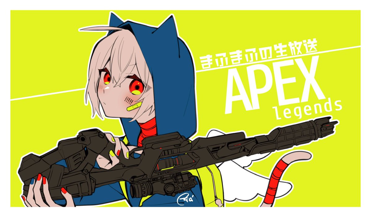 weapon 1girl gun hood solo red eyes holding  illustration images