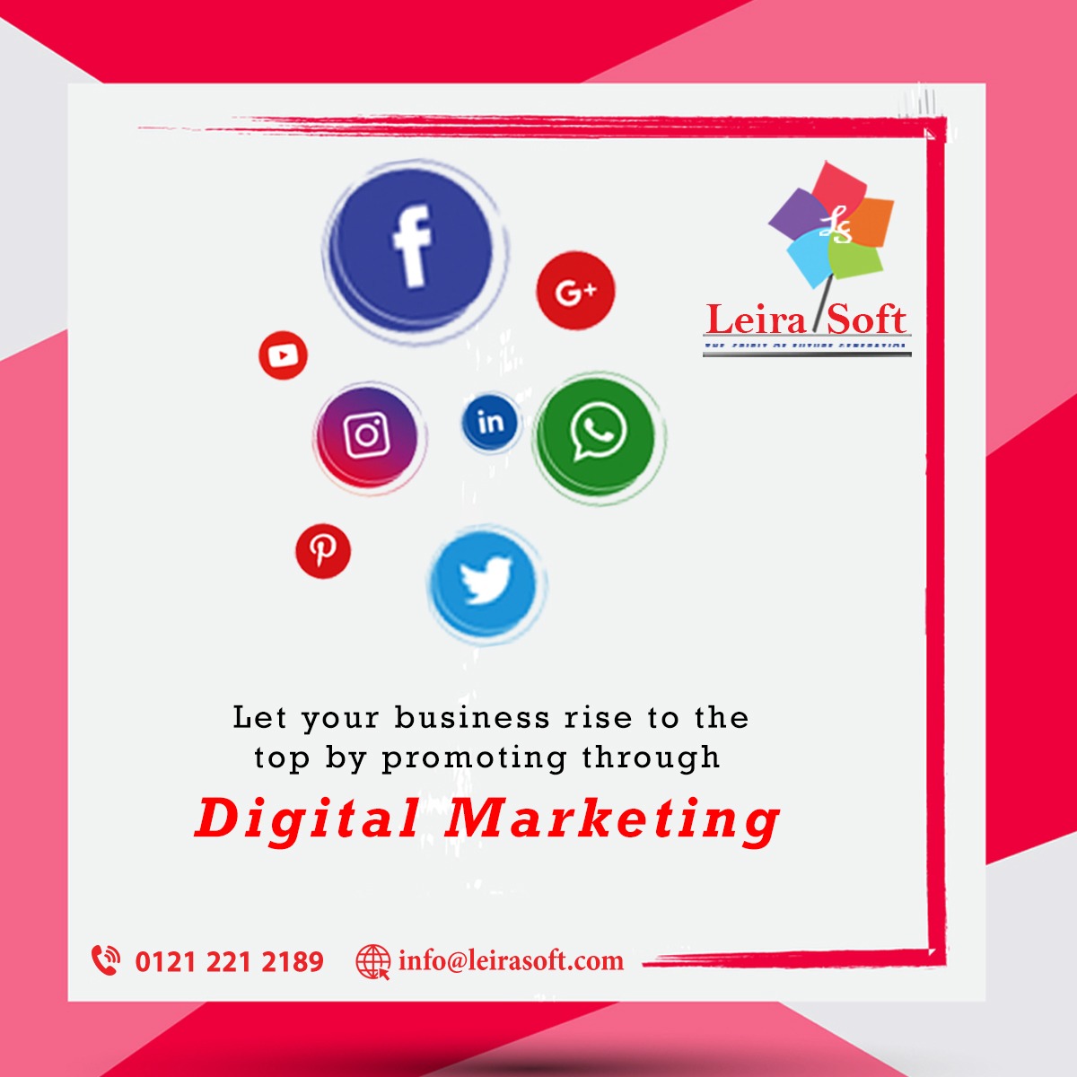 With a thorough competitive analysis from #LeiraSoft, we will identify the Strengths, Weaknesses, Threats, and Opportunities from a digital marketing perspective—including actionable insights you can take to close any gaps and get ahead of your competition. Call 01212212189