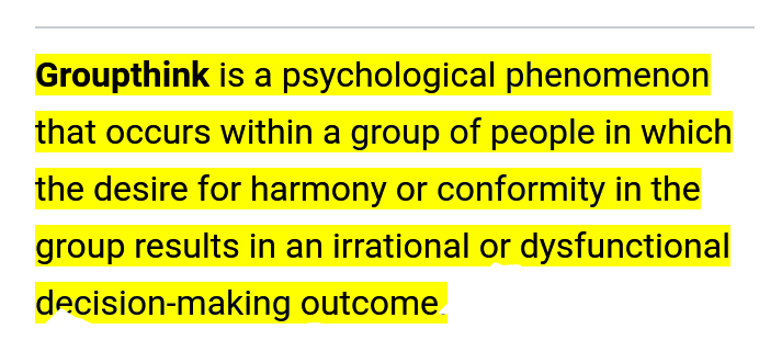 It works because of a group-think inclination we apparently have. We tend to dislike conflict so much we'll go so far as to agree with things we know are wrong because everyone else says they're right.-6-