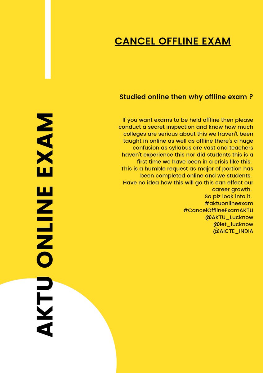 MdArsalanKhan01's tweet photo. @AKTU_Lucknow @AktuStudents @DrRPNishank We  want online exams. 
If you want offline exams stating that rural area students are unable to give it online, then how come they studied online. 
And if they haven't studiedhow will they give offline exams.. 
Tell us how.......?????? https://t.co/CQ0tOr5BcN