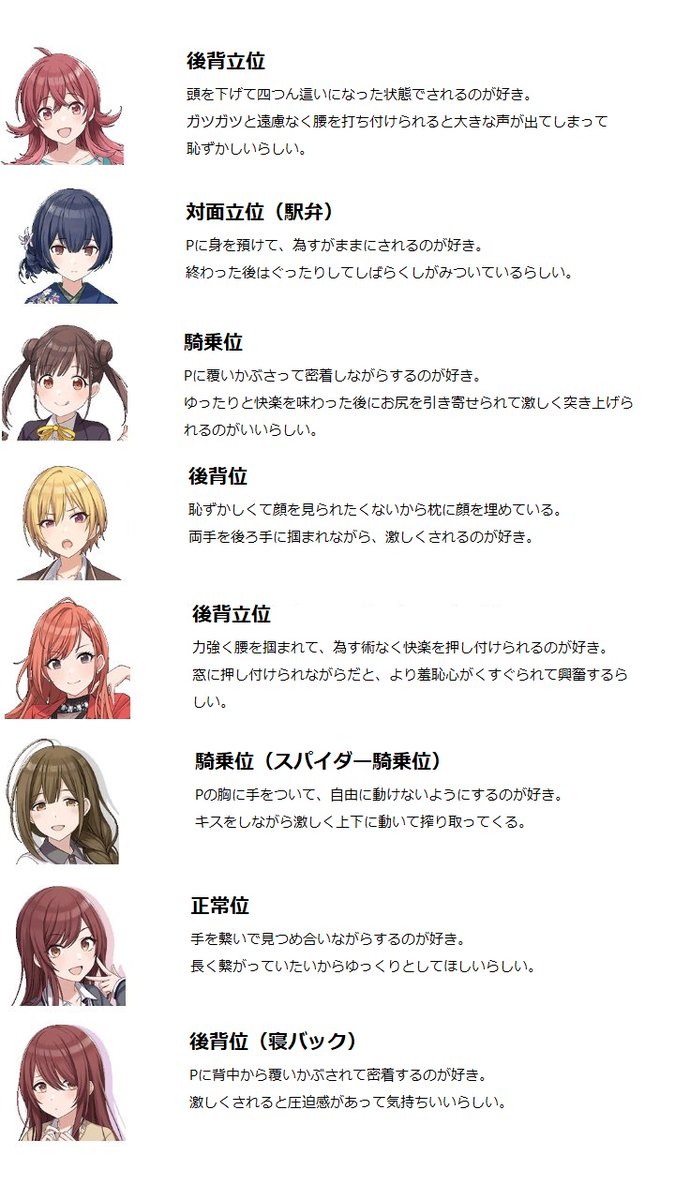 アラベスク On Twitter 独断と偏見によるシャニドル四十八手妄想です