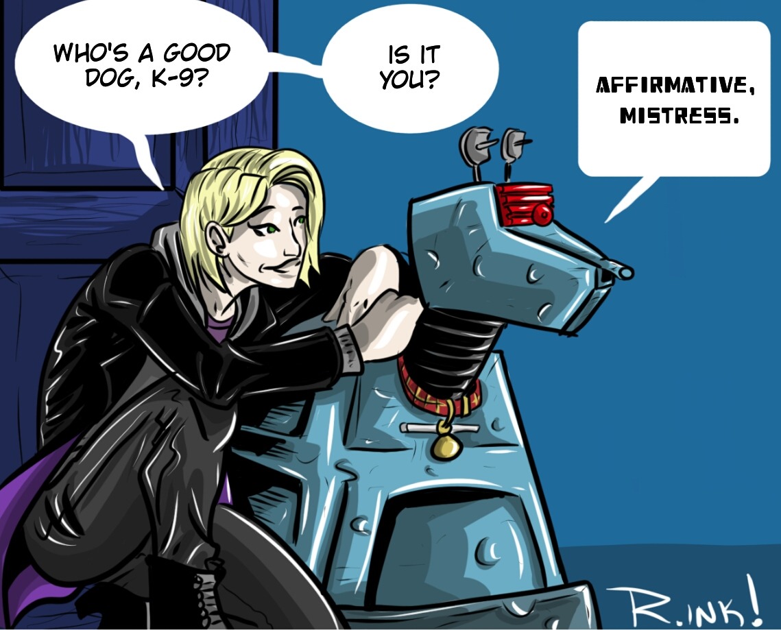 Mr_Riot's tweet photo. Now that most of the "fam" has left, I'm throwing my 13-K9-Leela-Abslom Daak team back out at the universe.
#DoctorWho #thirteenthdoctor #leelaofthesevateem #abslomdaak #k9 #digitalart #digitalsketch #fanart https://t.co/VEx4lRN2OA