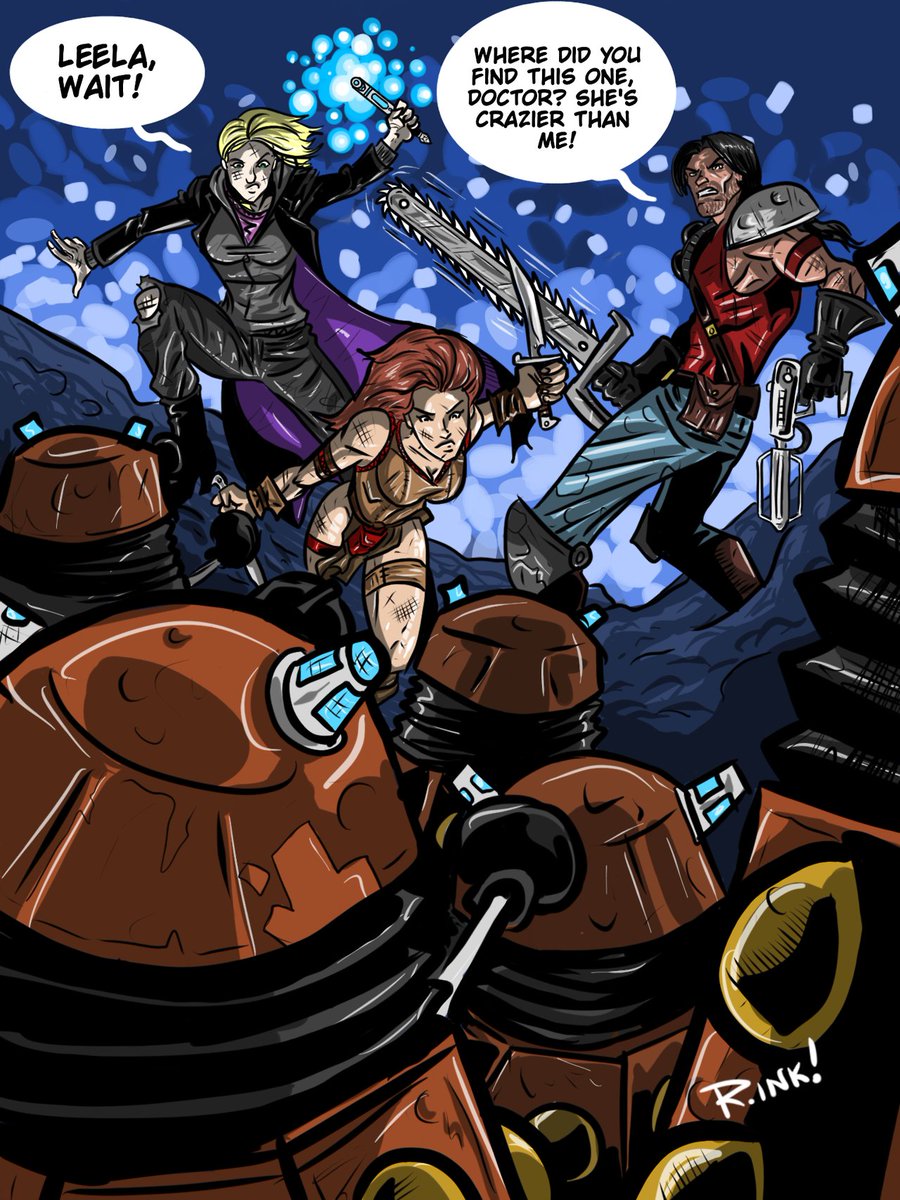 Mr_Riot's tweet photo. Now that most of the "fam" has left, I'm throwing my 13-K9-Leela-Abslom Daak team back out at the universe.
#DoctorWho #thirteenthdoctor #leelaofthesevateem #abslomdaak #k9 #digitalart #digitalsketch #fanart https://t.co/VEx4lRN2OA