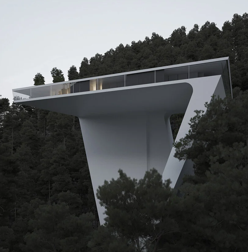 GQ_France's tweet photo. #Monumental : Le designer russe Roman Vlasov a imaginé la maison idéale pour Vladimir Poutine, un appartement tout confort érigé sur d’immenses pylônes dans les montagnes de Sotchi. Avantage : cet édifice pourrait aussi servir au méchant dans un James Bond. https://t.co/1U6N12ZpxN