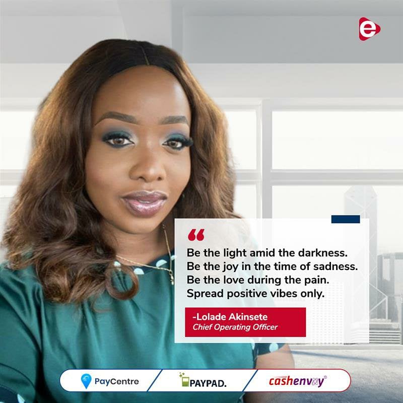 e_settlement's tweet photo. Remember our last post on the Ubuntu Culture? Our COO, Lolade in her quote has highlighted ways through which we can imbibe the culture. Let’s stay spreading positive vibes only!

#ESLQuotes #FinTech #ESettlement https://t.co/BRyyMiSgCX