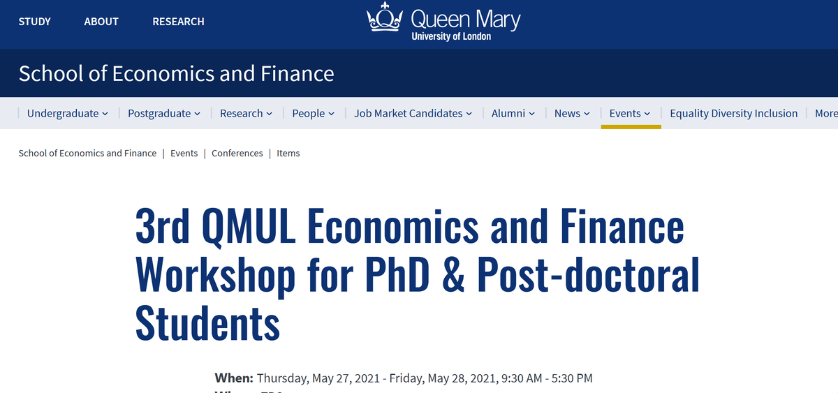 #EconTwitter : 
the 3rd PhD #QMULworkshop call for paper is out! 
Great good opportunity to present your PhD research. Deadline for submission 20th March!