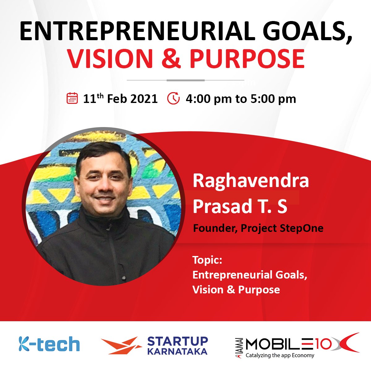 <a href="/tsrprasad/">Raghavendra Prasad T S</a> talks about the importance of having goals, vision, purpose &amp;  its relevance. 
To register free: bit.ly/3q99GJg