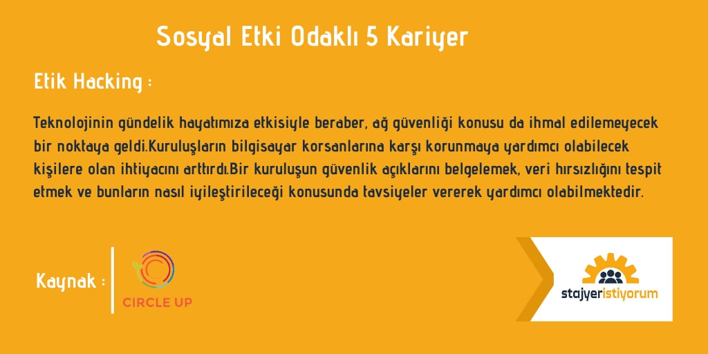 stajyeristiyorm's tweet photo. Sosyal Etki Odaklı Kariyerler - V
Kaynak : @circleup21 🧡

#stajyeristiyorum #stajyeristiyorum #stajyertalep #kodlama #kariyer #circleup #afiş #meb #canva #tasarım   #poster #art #web2araçları
#wednesday #etikhacking https://t.co/SINvEuShKf