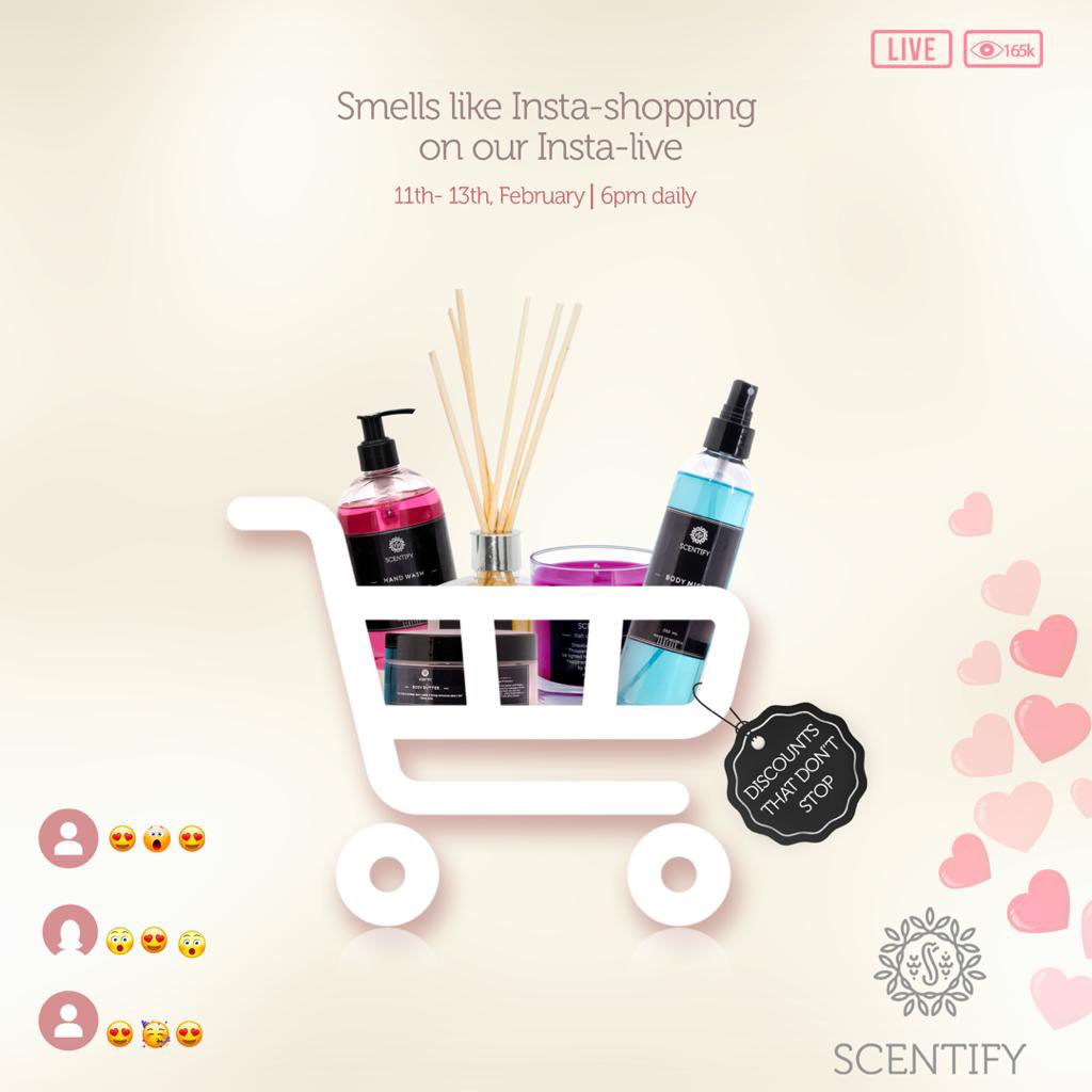 Scentifyng's tweet photo. New trend alert๐ฃ๐ฃ
There is a new way to shop, and it's Digishopping right on our Instagram LIVE๐ฅฐ๐๐ป๐บ๐พ๐ฑ....with discounts that never stop๐๐ค๐.
So, join us live on the 11th-13th of Feb, and Scentify your way to amazing scents & discount
#DigiShopping #Scentify #LiveShopping https://t.co/eBaOlW9wqC