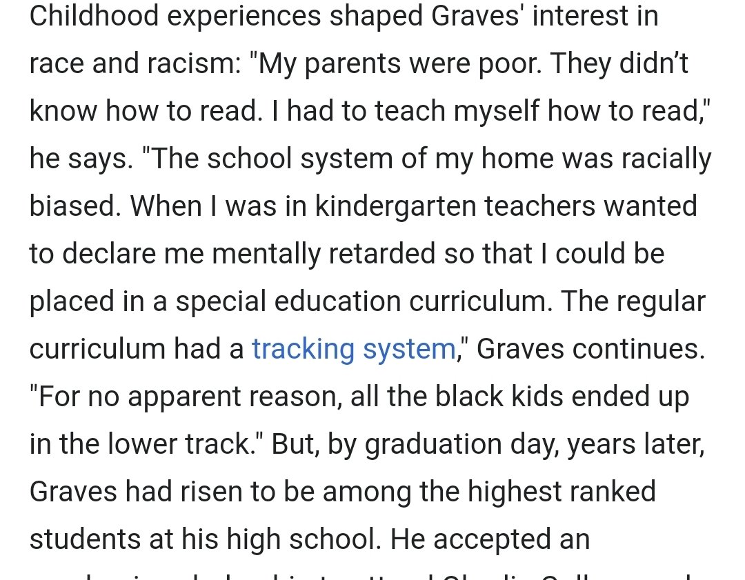 As a child, Dr. Graves had to deal with both poverty and racism. He was a child in the early 60s. His parents weren't educated and they wanted to classify him as intellectually disabled. "Coincidentally", many of the black kids ended up classified that way 