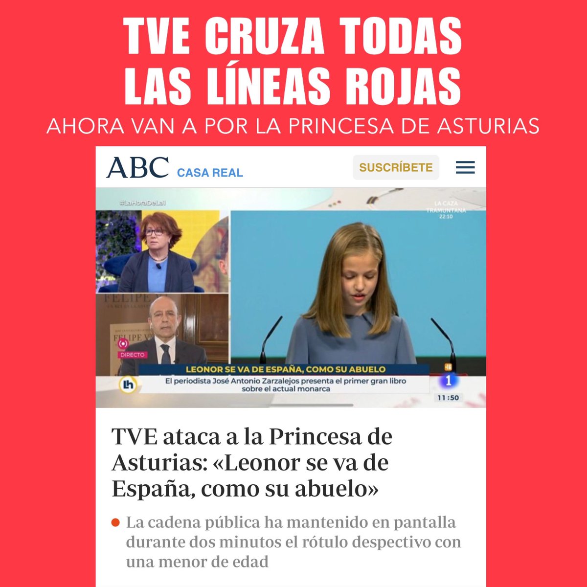 RTVE cesa a los responsables del polémico rótulo sobre la princesa Leonor
