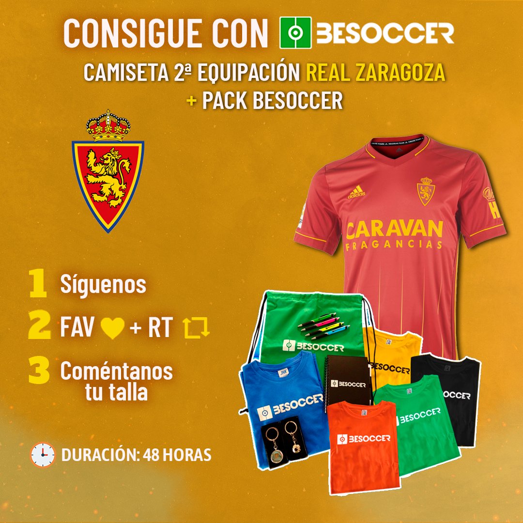 BeSoccer (@besoccer_es) on Twitter photo 🎁 ¡SORTEO para los aficionados del <a href="/RealZaragoza/">Real Zaragoza</a>! 🎁
➡️ Síguenos
❤️ Da like y RT 🔃 a esta publicación
💬 ¡Dinos qué talla de camiseta quieres!
⏰ Cerraremos el sorteo este viernes (12/02/2021)
📎 Bases legales: bit.ly/39UbksY
#BeSoccerSorteo #RealZaragoza 🎁 ¡SORTEO para los aficionados del <a href="/RealZaragoza/">Real Zaragoza</a>! 🎁
➡️ Síguenos
❤️ Da like y RT 🔃 a esta publicación
💬 ¡Dinos qué talla de camiseta quieres!
⏰ Cerraremos el sorteo este viernes (12/02/2021)
📎 Bases legales: bit.ly/39UbksY
#BeSoccerSorteo #RealZaragoza