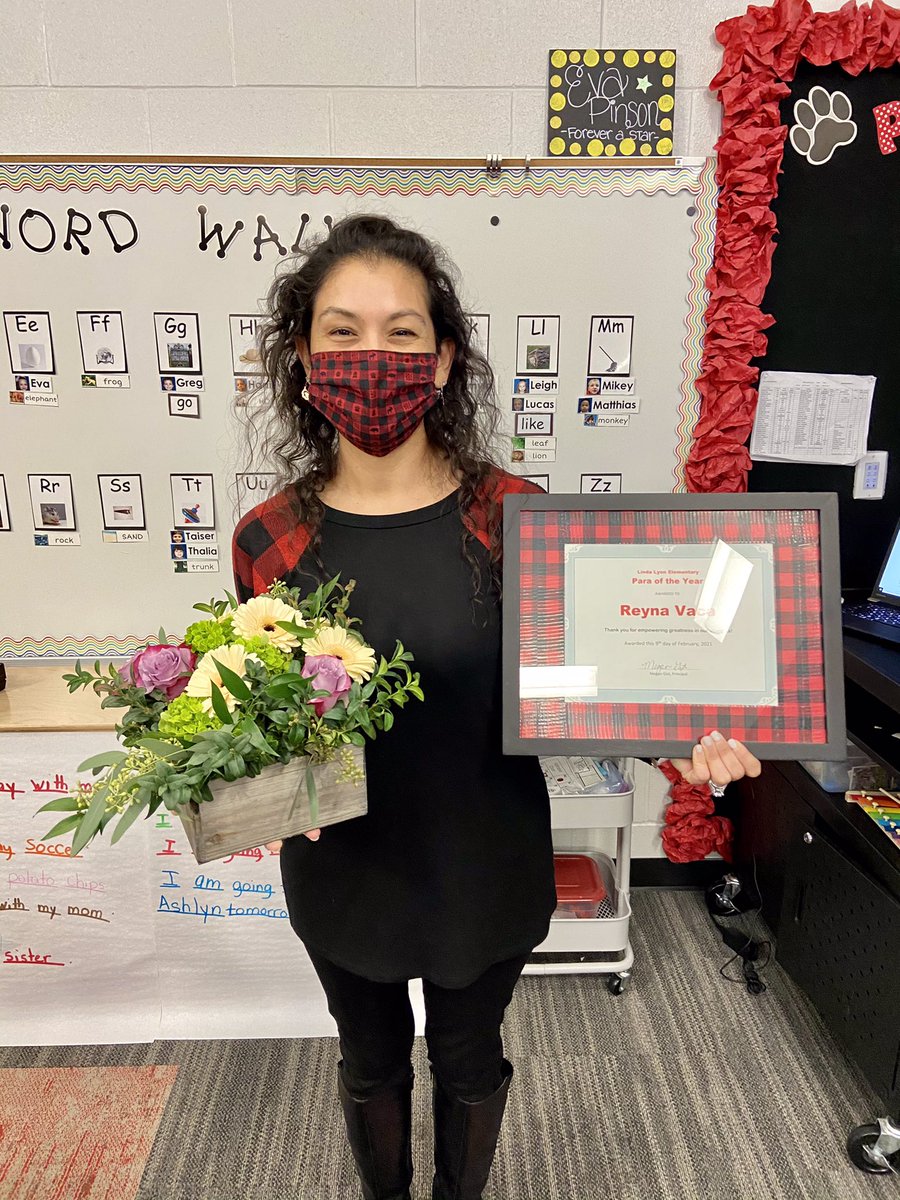 LindaLyonES's tweet photo. Congratulations to our 2021 Paraprofessional of the Year, the amazing @reyna_vaca! Mrs. Vaca works on our PreK team and brings joy to our entire campus daily. She has been a part of our Lyon team since we opened. We are so thankful for her! #LyonLeads ❤️🐾❤️ https://t.co/ko5PY6f0al