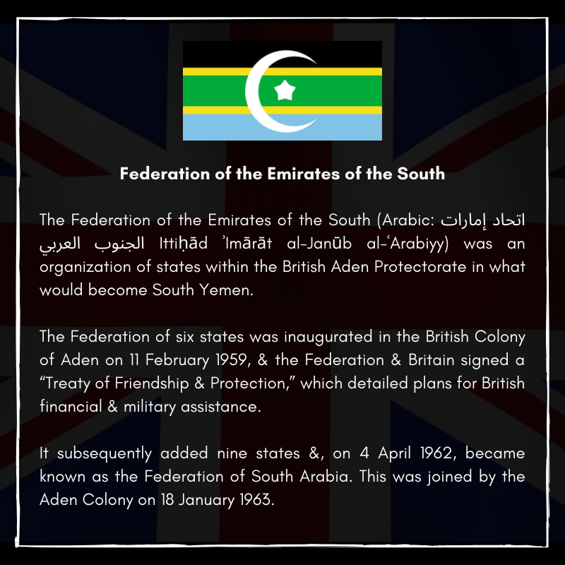 BritishHistorym's tweet image. #otd 11 February 1959 – The Federation of Arab Emirates of the South is created as a protectorate of the United Kingdom.

#Britishhistory #protectorate #history