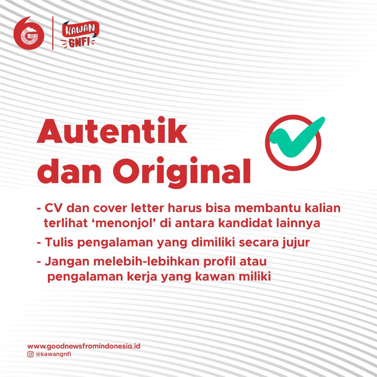 goodsideid's tweet photo. [5 Tips Membuat CV dan Cover Letter]

Ada apa saja, ya, tipsnya?
Yuk, disimak😉👇🏻

#GNFI #KawanGNFI #MakinTahuIndonesia #CV #CoverLetter #TipsMembuatCV #TipsMembuatCoverLetter #PerbedaanCVdanCoverLetter https://t.co/OPAbllhWVB