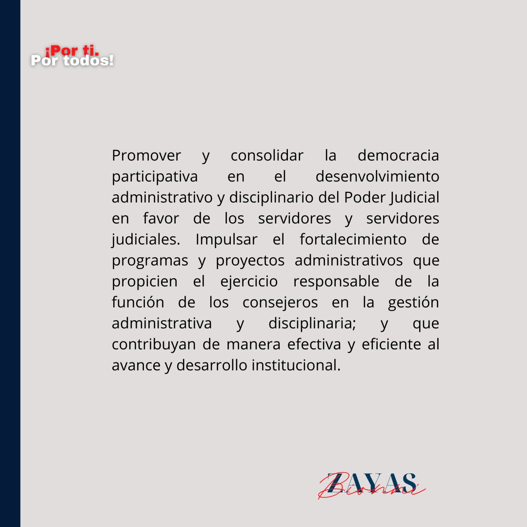 La misión de nuestro plan de de trabajo. 

!Por Ti y Por Todos! 

Si quieres ver la propuesta el link está en nuestra biografía #BionniZayas #ConsejodelPoderJudicial #PorTiPorTodos #candidata